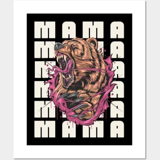 Mama Bear, Grizzly Bear Mom Design, Snarling Mama Bear Posters and Art